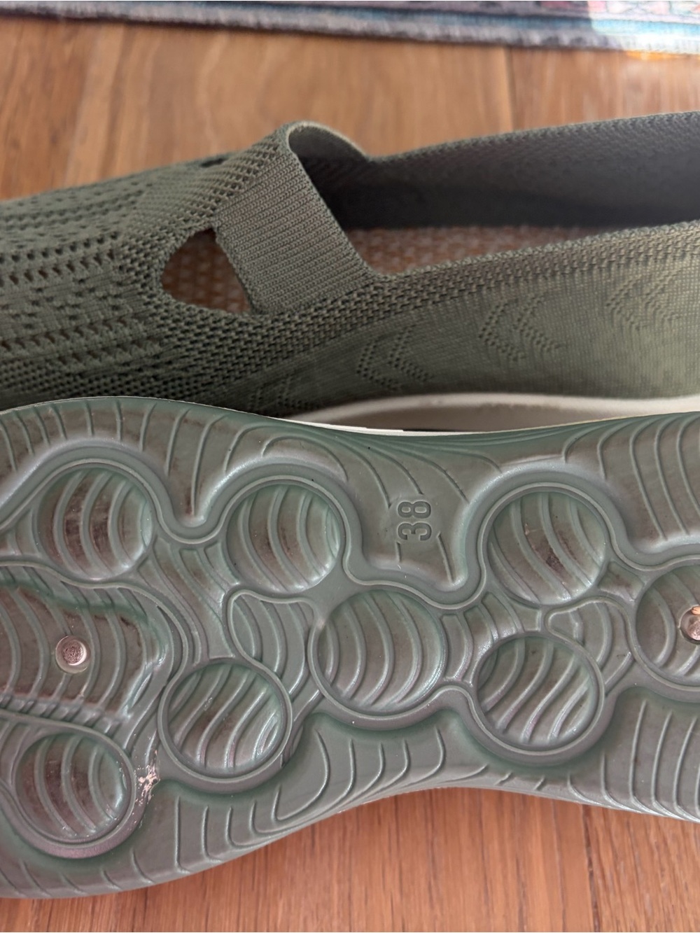 Olive Knit Slip-On Women's Comfort Flats - Picture 3 of 3